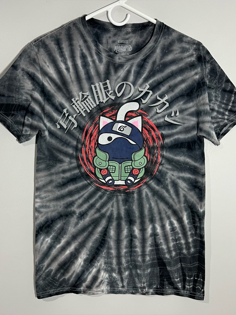 Naruto Shippuden Nyaruto Kakashi Tie Dye Short Sleeve T-Shirt Extra Small XS